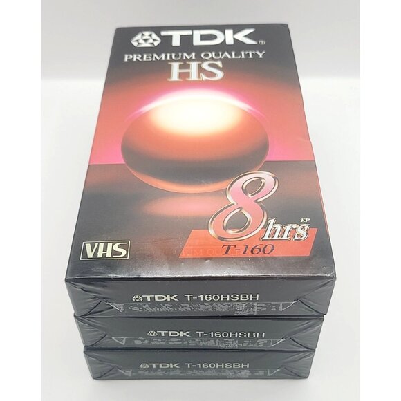 TDK Premium Quality HS VHS Tapes 8 Hrs Recording Time T-160 Set of 3 - Picture 1 of 5